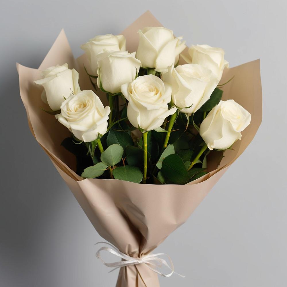 Букет 9 Белых роз Эдлесс Лав в Большие Березники Мордовия