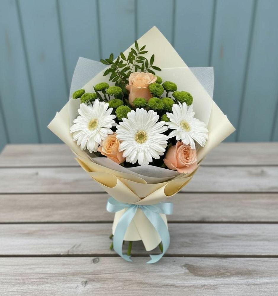 Букет цветов из: Герберы, Розы и Хризантемы в Большие Березники Мордовия