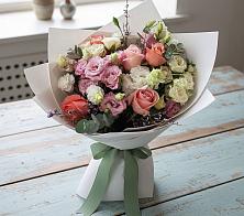 Букет цветов из:  Розы, Лизиантусы и Гвоздики в Большие Березники Мордовия