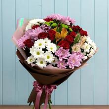 Букет цветов из:  Розы, Хризантемы и Альстромерии в Большие Березники Мордовия